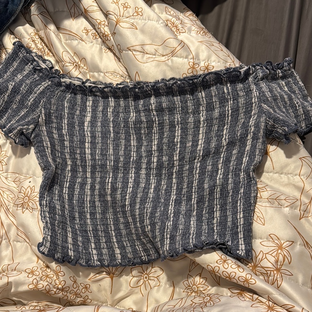 No Boundaries Black and White Striped Off-Shoulder Top